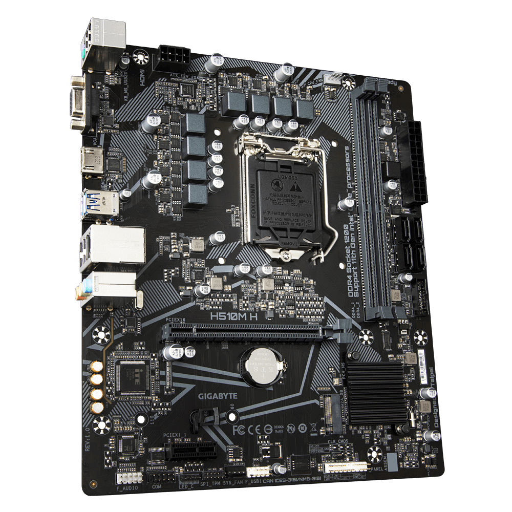 MOTHERBOARD GIGABYTE H510M H SOCKET LGA 1200 ATX 11TH GEN / 2X DDR4 3200MHZ / 1X HDMI, 1X VGA / 4X USB 3.2