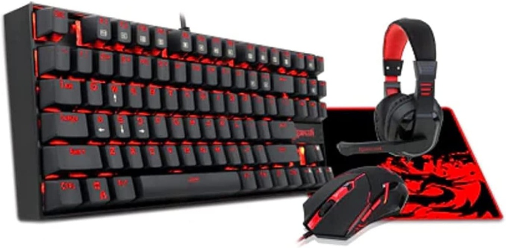 KIT 4 EN 1 REDRAGON K552-BB-2 / INCLUYE TECLADO KURAMA K552 + MOUSE M601 + AUDIFONO H101 + MOUSEPAD ARCHELON